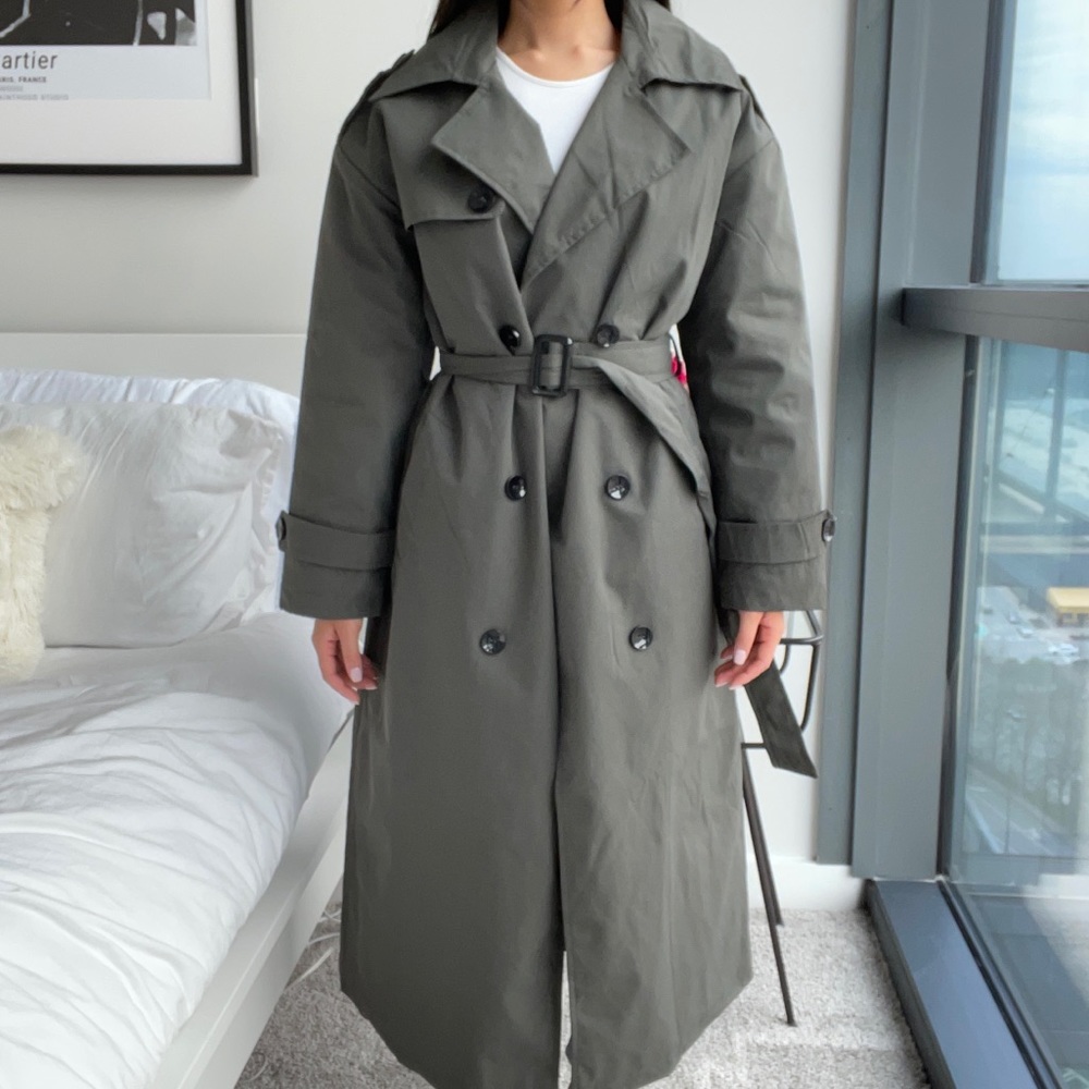Olive trench coat
